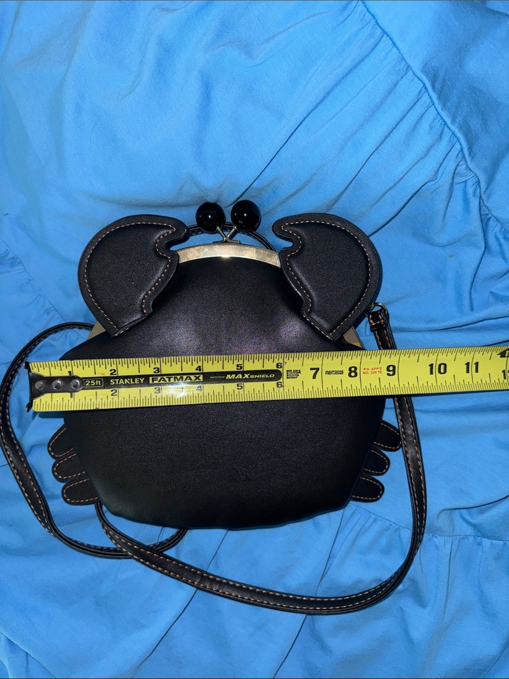 Black Novelty Crab Crossbody Bag animal print beach summer girlhoodcore goldtone - Picture 8 of 9